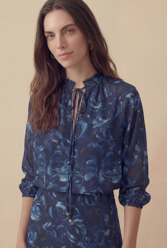 BLUSA PINCELADAS ML AZUL