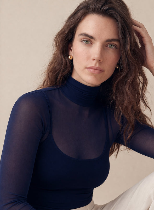 BLUSA TULE VÉU AZUL MARINHO