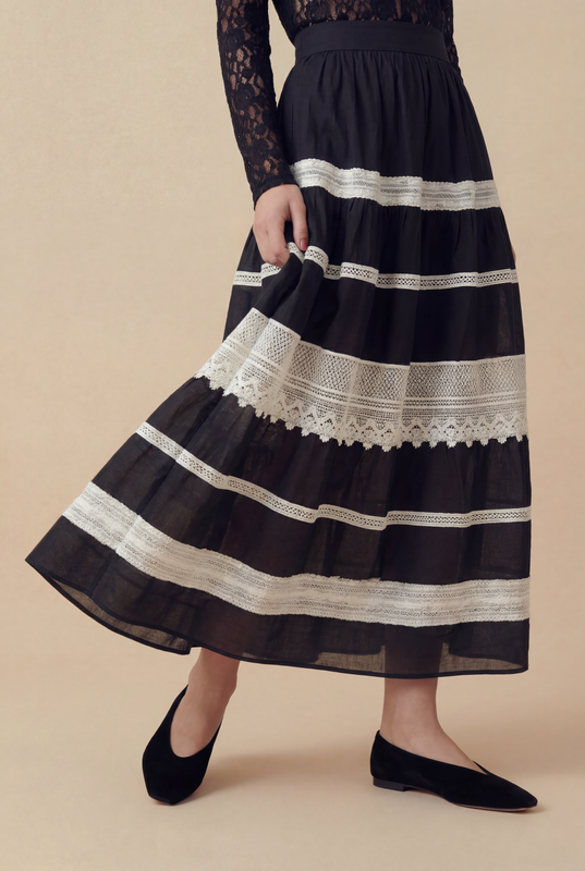 SAIA FLORA MIDI PRETO