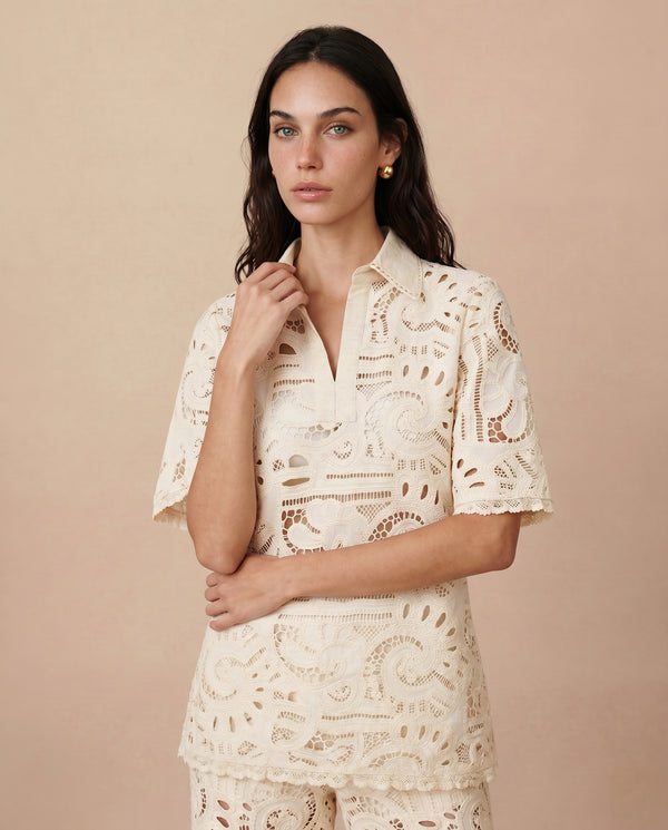 BLUSA LÍRICA MANGA CURTA CRU